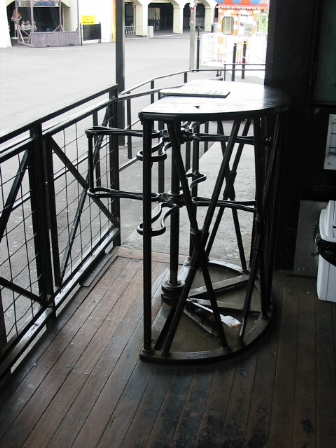 Antique turnstile at loading platform.